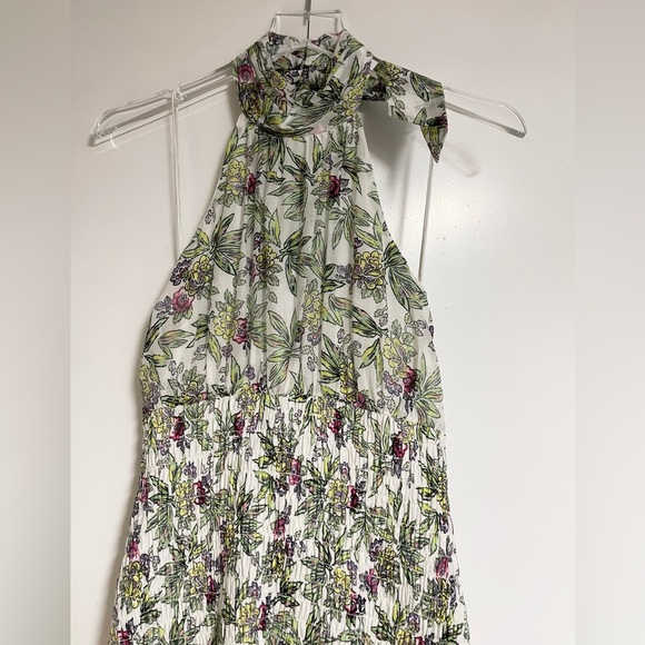 Cinq a Sept Dover Floral Midi Dress Sz 8 Halter Neck White Green Flare NEW $495 - Picture 6 of 13